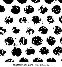 Abstract grunge grid polka dot halftone background pattern. Spotted black and white vector line illustration
