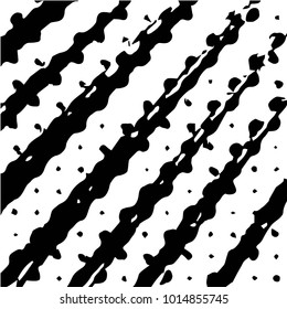 Abstract grunge grid polka dot halftone background pattern. Spotted black and white vector line illustration
