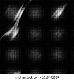 Abstract grunge grid polka dot halftone background pattern. Spotted black and white vector line illustration
