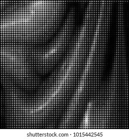 Abstract grunge grid polka dot halftone background pattern. Spotted black and white vector line illustration
