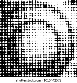 Abstract grunge grid polka dot halftone background pattern. Spotted black and white vector line illustration
