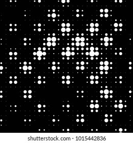 Abstract grunge grid polka dot halftone background pattern. Spotted black and white vector line illustration
