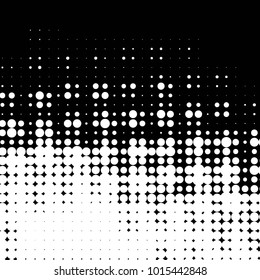 Abstract grunge grid polka dot halftone background pattern. Spotted black and white vector line illustration
