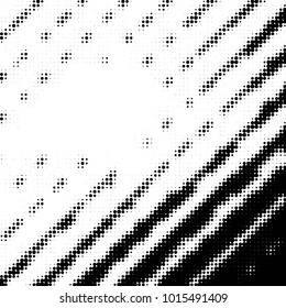 Abstract grunge grid polka dot halftone background pattern. Spotted black and white vector line illustration
