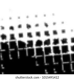 Abstract grunge grid polka dot halftone background pattern. Spotted black and white vector line illustration
