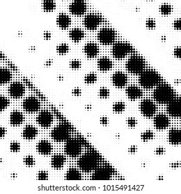 Abstract grunge grid polka dot halftone background pattern. Spotted black and white vector line illustration
