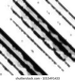 Abstract grunge grid polka dot halftone background pattern. Spotted black and white vector line illustration
