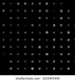 Abstract grunge grid polka dot halftone background pattern. Spotted black and white vector line illustration

