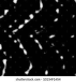 Abstract grunge grid polka dot halftone background pattern. Spotted black and white vector line illustration
