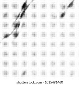 Abstract grunge grid polka dot halftone background pattern. Spotted black and white vector line illustration
