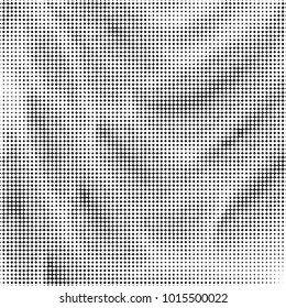 Abstract grunge grid polka dot halftone background pattern. Spotted black and white vector line illustration
