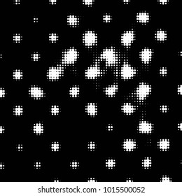 Abstract grunge grid polka dot halftone background pattern. Spotted black and white vector line illustration
