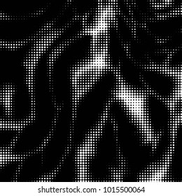 Abstract grunge grid polka dot halftone background pattern. Spotted black and white vector line illustration
