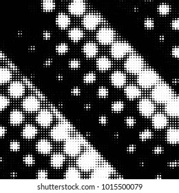 Abstract grunge grid polka dot halftone background pattern. Spotted black and white vector line illustration
