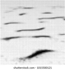 Abstract grunge grid polka dot halftone background pattern. Spotted black and white vector line illustration
