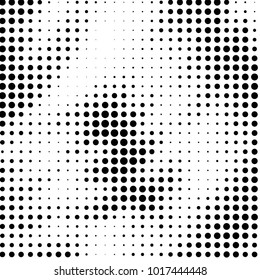 Abstract grunge grid polka dot halftone background pattern. Spotted black and white vector line illustration
