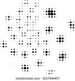 Abstract grunge grid polka dot halftone background pattern. Spotted black and white vector line illustration
