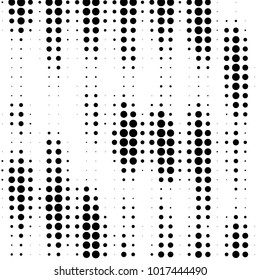 Abstract grunge grid polka dot halftone background pattern. Spotted black and white vector line illustration
