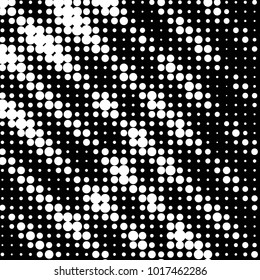 Abstract grunge grid polka dot halftone background pattern. Spotted black and white vector line illustration
