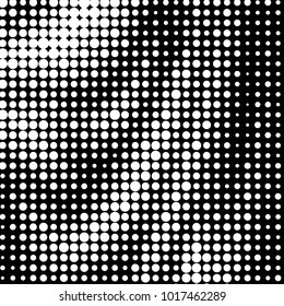 Abstract grunge grid polka dot halftone background pattern. Spotted black and white vector line illustration
