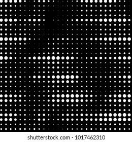 Abstract grunge grid polka dot halftone background pattern. Spotted black and white vector line illustration
