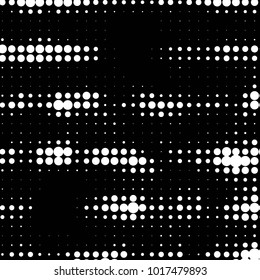 Abstract grunge grid polka dot halftone background pattern. Spotted black and white vector line illustration
