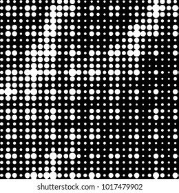 Abstract grunge grid polka dot halftone background pattern. Spotted black and white vector line illustration
