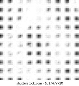 Abstract grunge grid polka dot halftone background pattern. Spotted black and white vector line illustration
