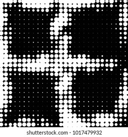 Abstract grunge grid polka dot halftone background pattern. Spotted black and white vector line illustration
