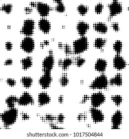 Abstract grunge grid polka dot halftone background pattern. Spotted black and white vector line illustration
