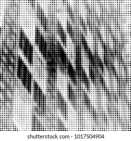 Abstract grunge grid polka dot halftone background pattern. Spotted black and white vector line illustration
