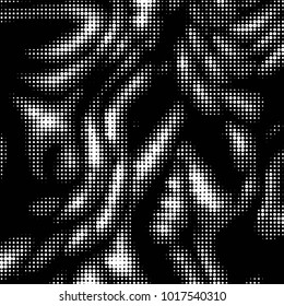 Abstract grunge grid polka dot halftone background pattern. Spotted black and white vector line illustration
