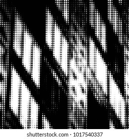 Abstract grunge grid polka dot halftone background pattern. Spotted black and white vector line illustration
