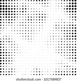 Abstract grunge grid polka dot halftone background pattern. Spotted black and white vector line illustration
