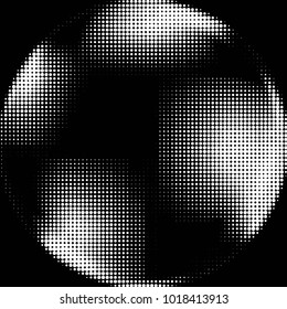 Abstract grunge grid polka dot halftone background pattern. Spotted black and white vector line illustration
