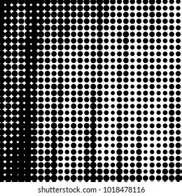 Abstract grunge grid polka dot halftone background pattern. Spotted black and white vector line illustration
