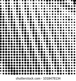 Abstract grunge grid polka dot halftone background pattern. Spotted black and white vector line illustration
