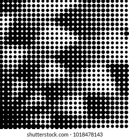 Abstract grunge grid polka dot halftone background pattern. Spotted black and white vector line illustration
