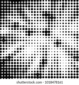 Abstract grunge grid polka dot halftone background pattern. Spotted black and white vector line illustration
