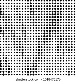 Abstract grunge grid polka dot halftone background pattern. Spotted black and white vector line illustration
