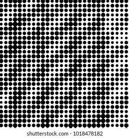 Abstract grunge grid polka dot halftone background pattern. Spotted black and white vector line illustration
