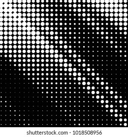 Abstract grunge grid polka dot halftone background pattern. Spotted black and white vector line illustration
