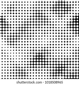 Abstract grunge grid polka dot halftone background pattern. Spotted black and white vector line illustration
