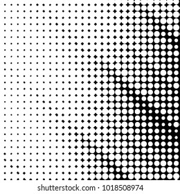 Abstract grunge grid polka dot halftone background pattern. Spotted black and white vector line illustration
