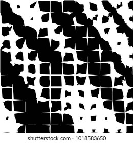 Abstract grunge grid polka dot halftone background pattern. Spotted black and white vector line illustration
