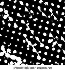 Abstract grunge grid polka dot halftone background pattern. Spotted black and white vector line illustration
