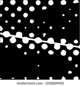 Abstract grunge grid polka dot halftone background pattern. Spotted black and white vector line illustration
