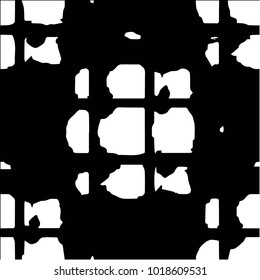 Abstract grunge grid polka dot halftone background pattern. Spotted black and white vector line illustration
