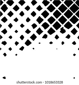 Abstract grunge grid polka dot halftone background pattern. Spotted black and white vector line illustration
