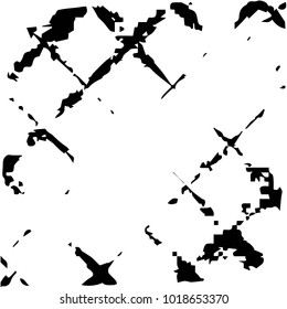 Abstract grunge grid polka dot halftone background pattern. Spotted black and white vector line illustration
